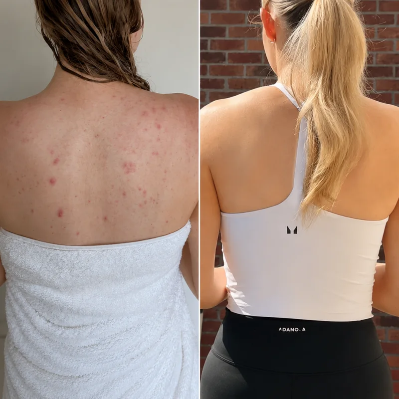 A back before and after using the Bacne Out Bar